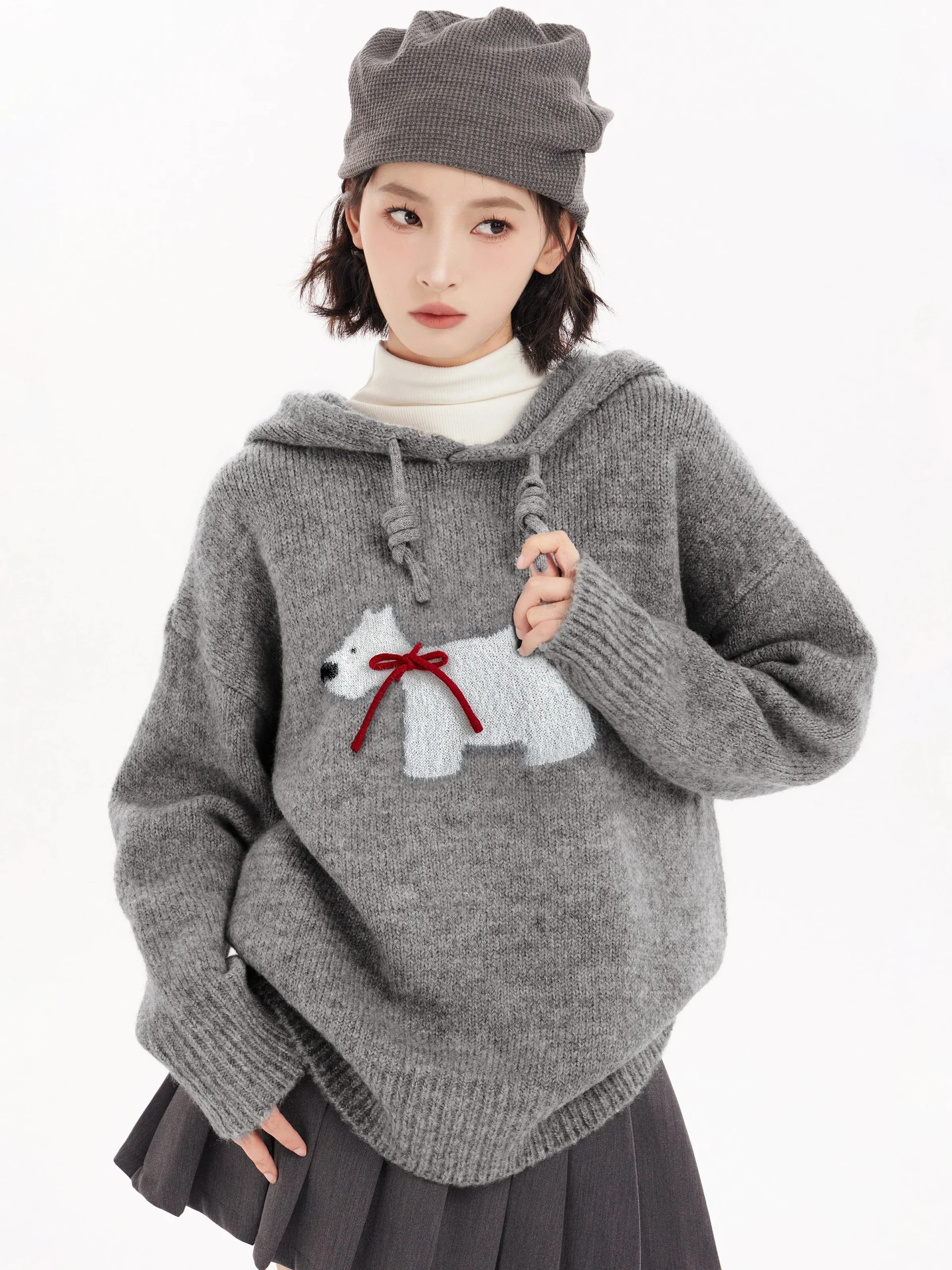 New Style Trends - Acubi Cozy Polar Charm Knit Hoodie - Outfit Ideas