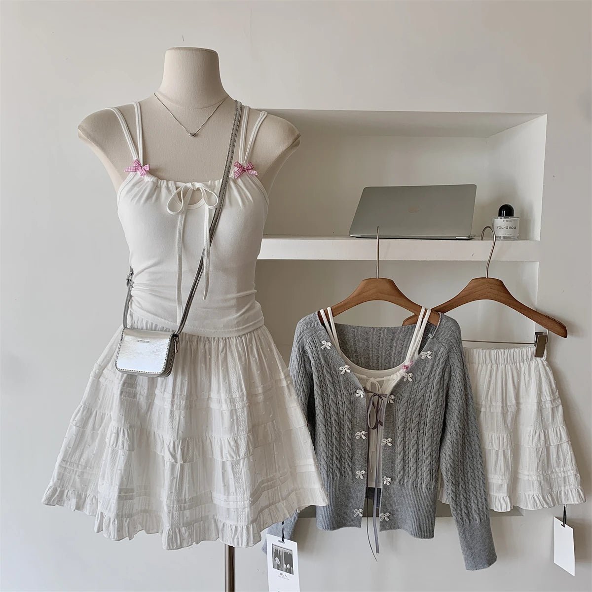 New Style Trends - Acubi Lace Bow-Knit Outfit Set - Outfit Ideas