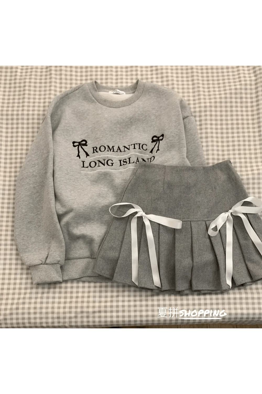 New Style Trends - Acubi Romantic Ribbon Sweatshirt and Skirt Outfit Set - Outfit Ideas