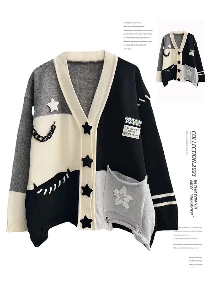 New Style Trends - Acubi Stellar Patchwork Cardigan - Outfit Ideas