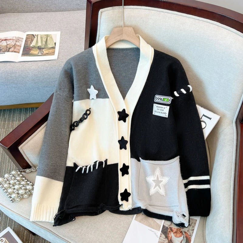 New Style Trends - Acubi Stellar Patchwork Cardigan - Outfit Ideas