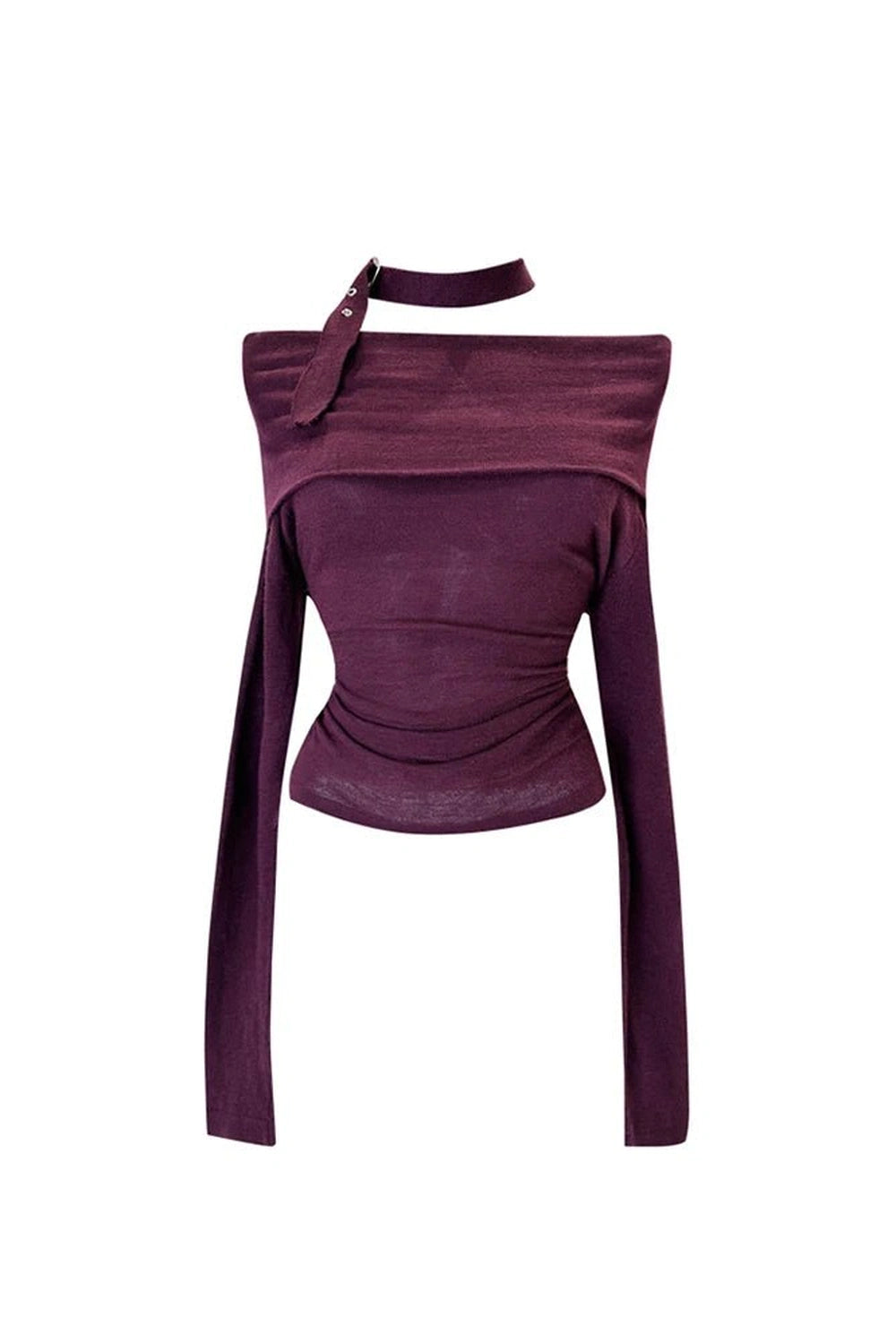 New Style Trends - Aesthetic Asymmetric Choker Long Sleeve Top - Outfit Ideas