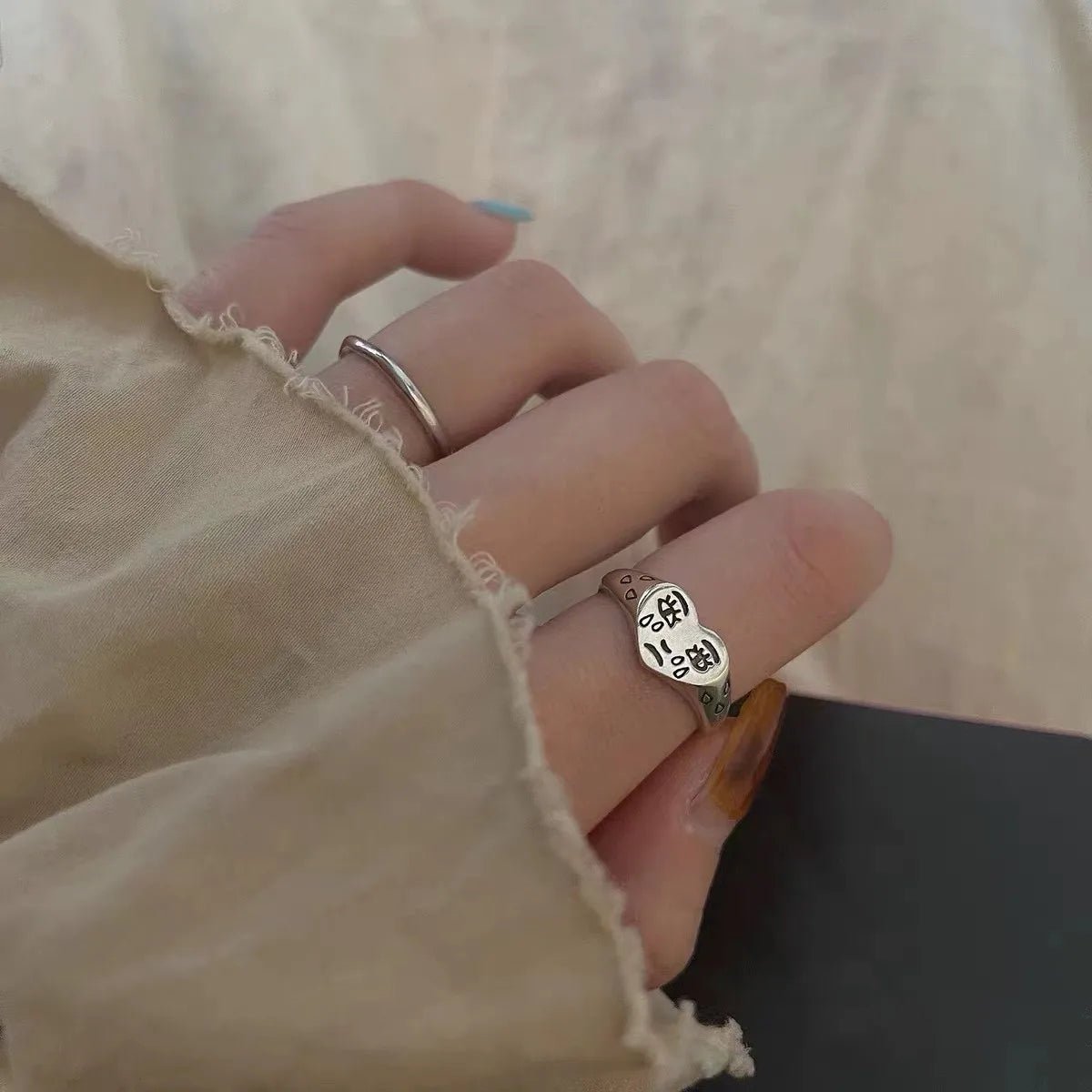 New Style Trends - Aesthetic Crying Heart Adjustable Ring - Outfit Ideas