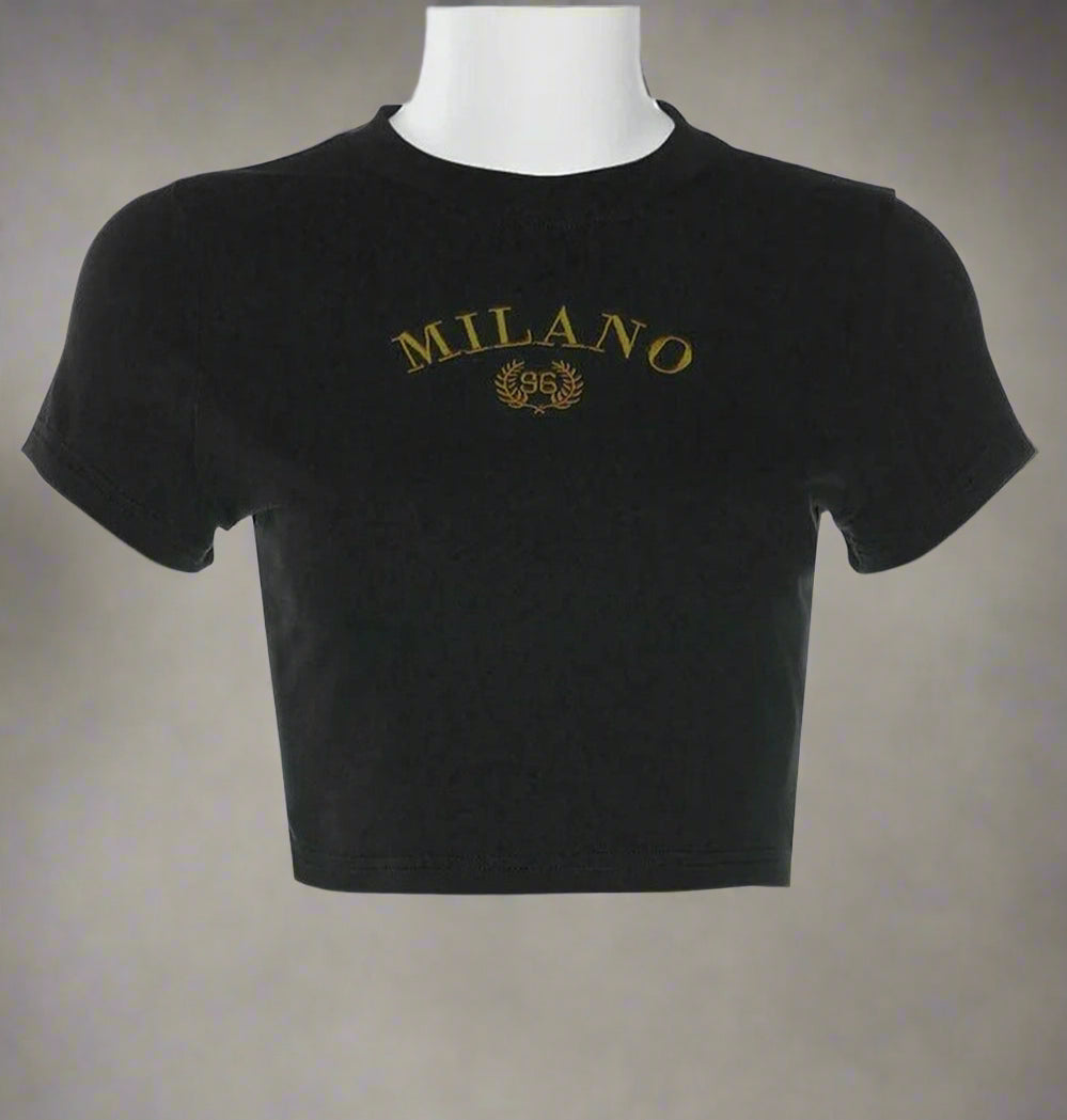New Style Trends - Aesthetic Milano Crest Cropped Top - Outfit Ideas