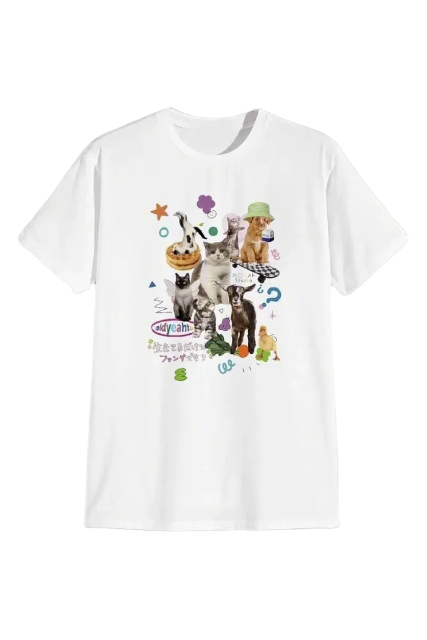 New Style Trends - Aesthetic Milk Cat Graphic T-shirt - Outfit Ideas