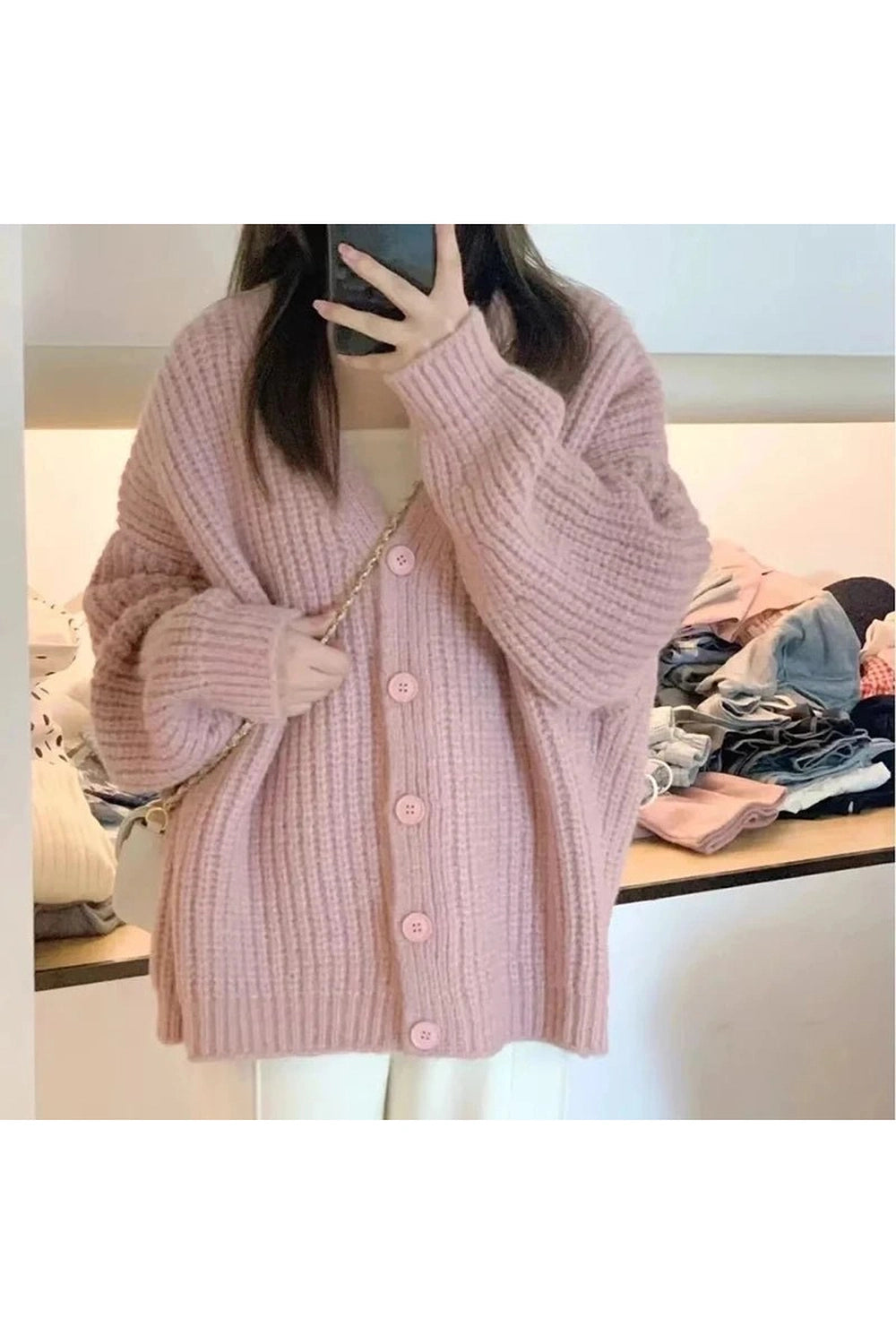New Style Trends - Aesthetic Pastel Soft Blush Chunky Cardigan - Outfit Ideas