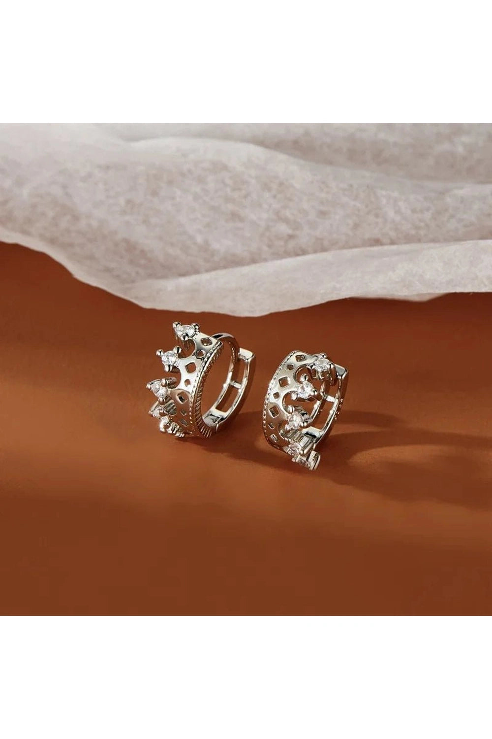 New Style Trends - Aesthetic Silver Crown Hoop Earrings - Outfit Ideas