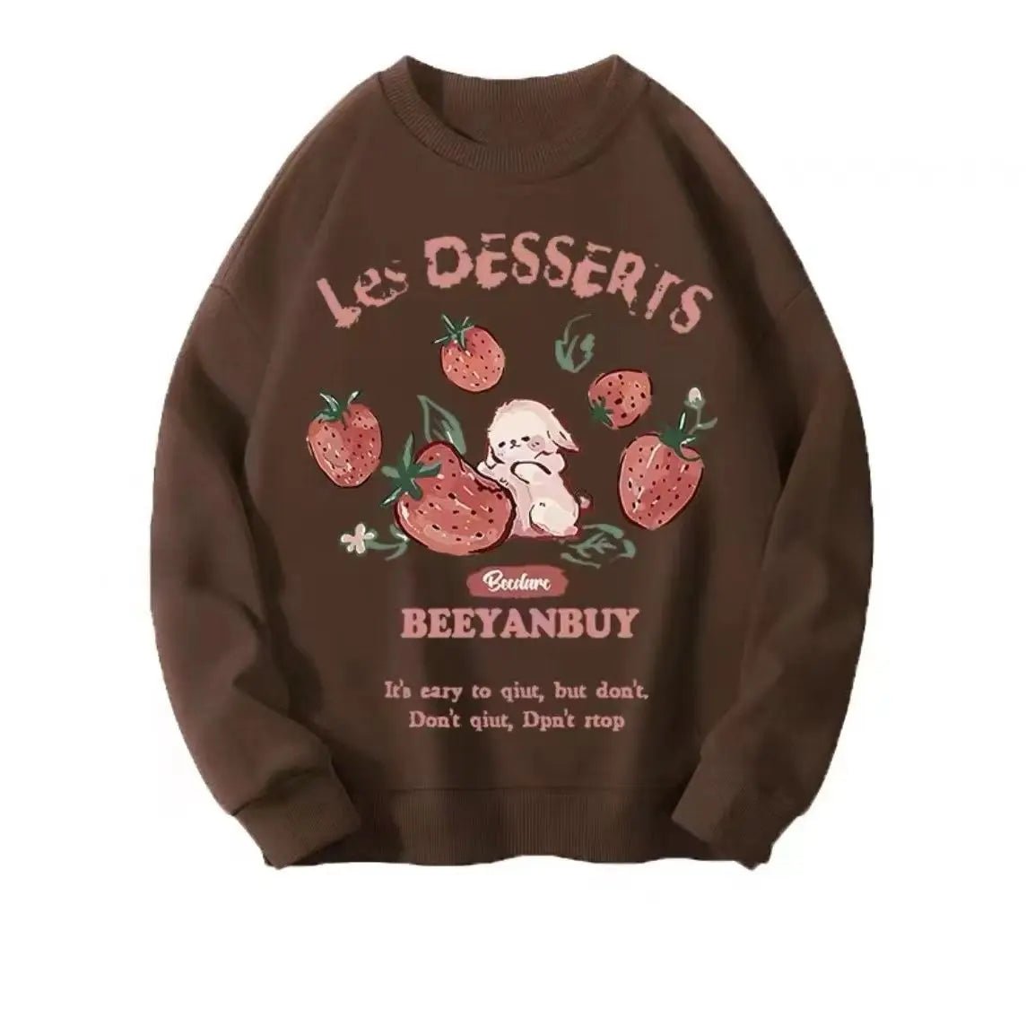 New Style Trends - Aesthetic Strawberry Bunny Chocolate Sweatshirt - Outfit Ideas