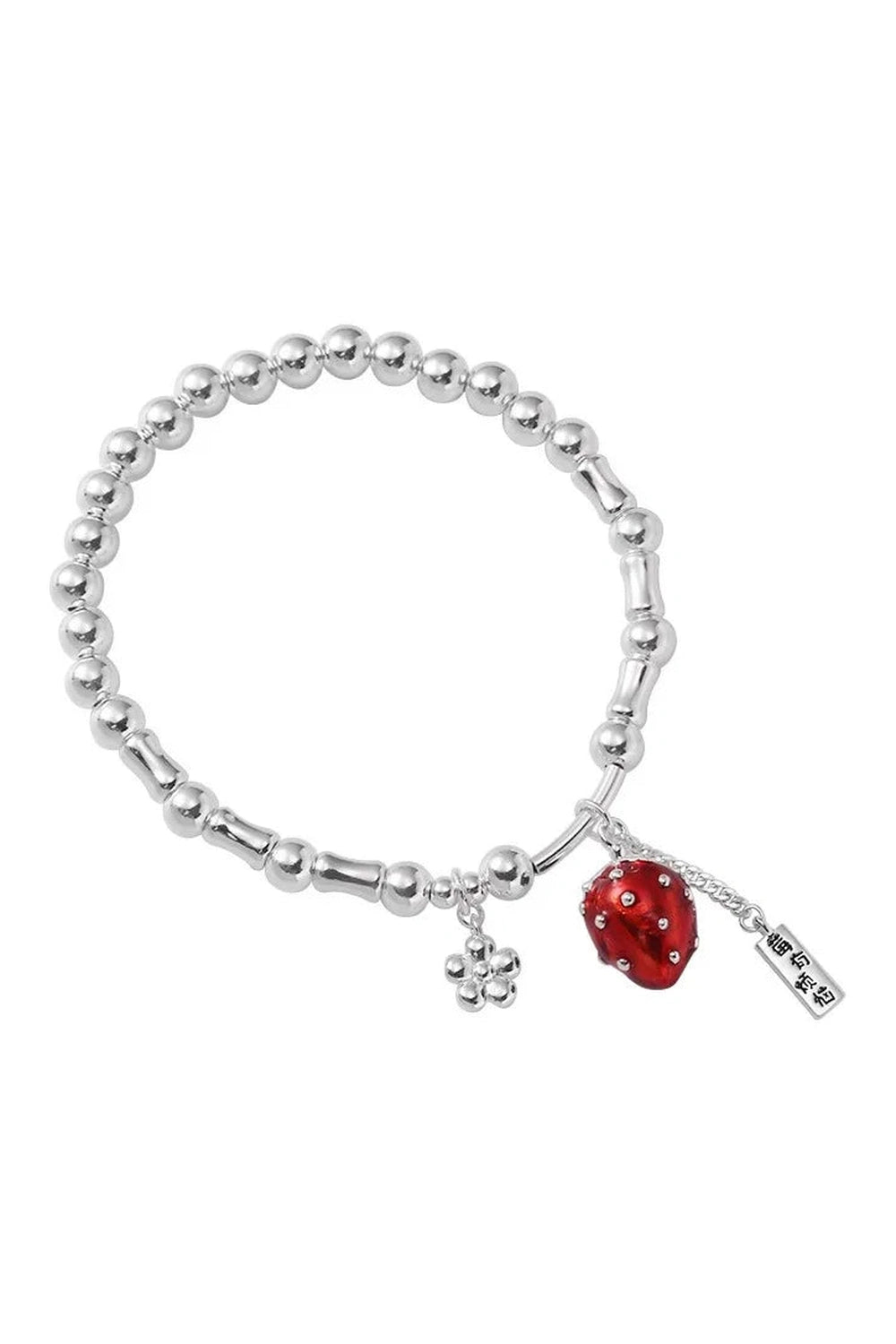 New Style Trends - Aesthetic Strawberry Charm Silver Bracelet - Outfit Ideas