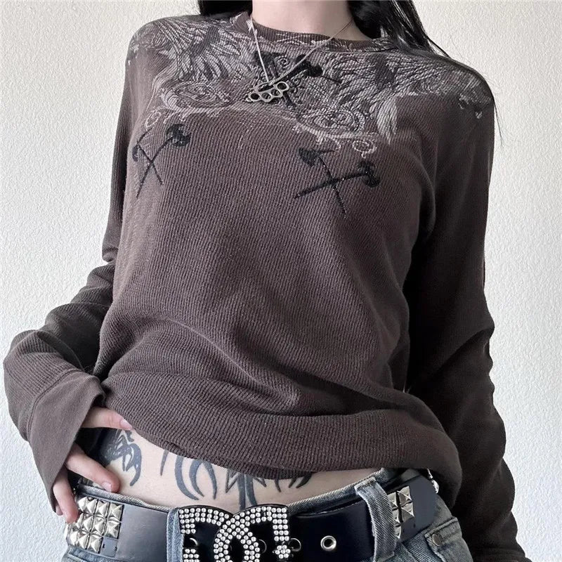 New Style Trends - Alt Angel Graphic Waffle Top - Outfit Ideas