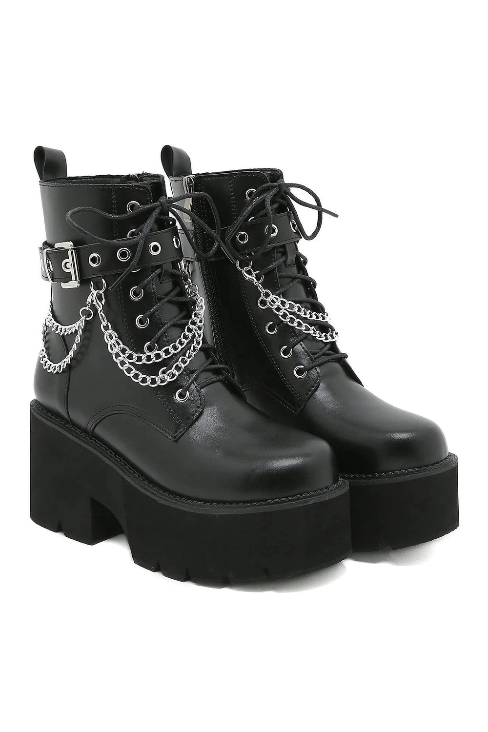 New Style Trends - Alt Black Gothic Platform Combat Boots - Outfit Ideas