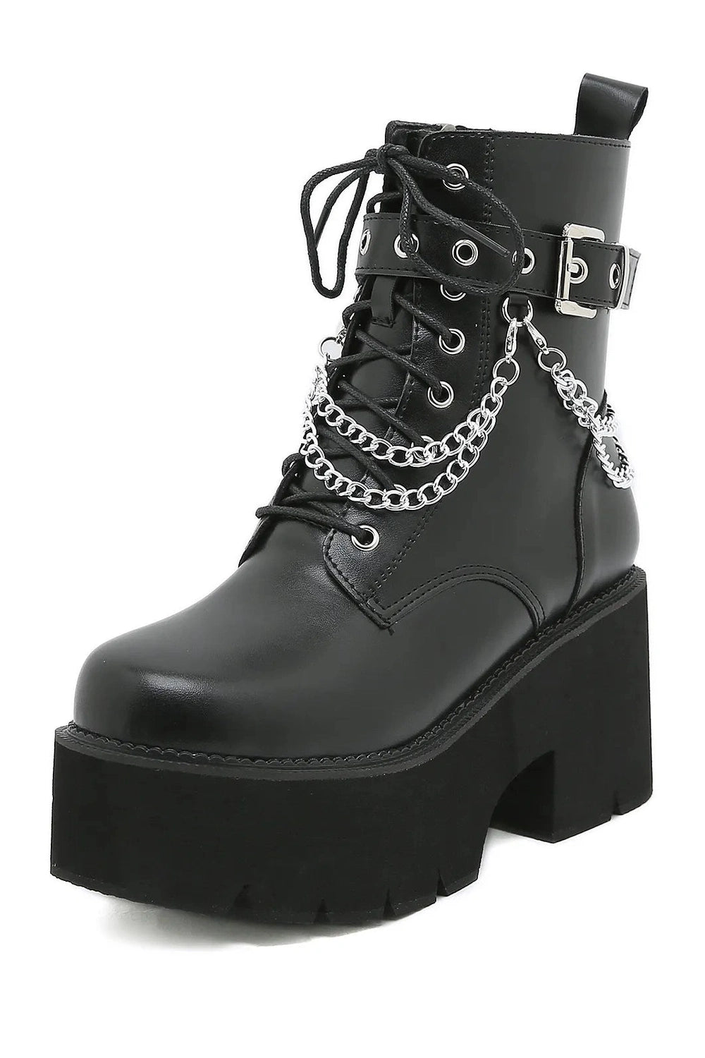 New Style Trends - Alt Black Gothic Platform Combat Boots - Outfit Ideas