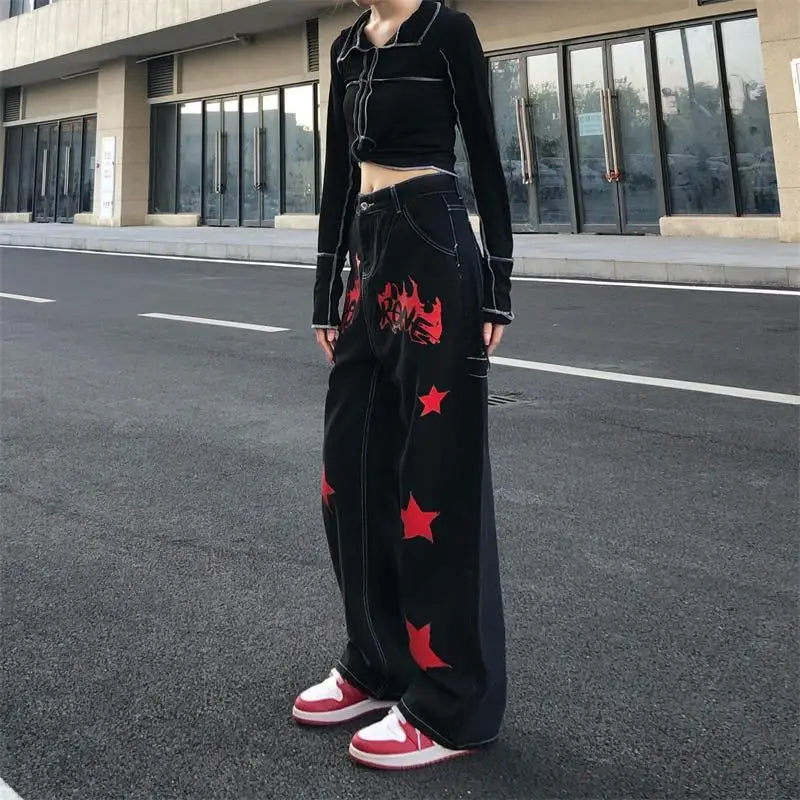 New Style Trends - Alt Black Red Star Jeans - Outfit Ideas