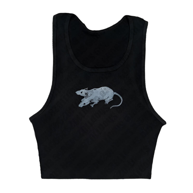 New Style Trends - Alt Double Rat Graphic Tube Crop Top - Outfit Ideas