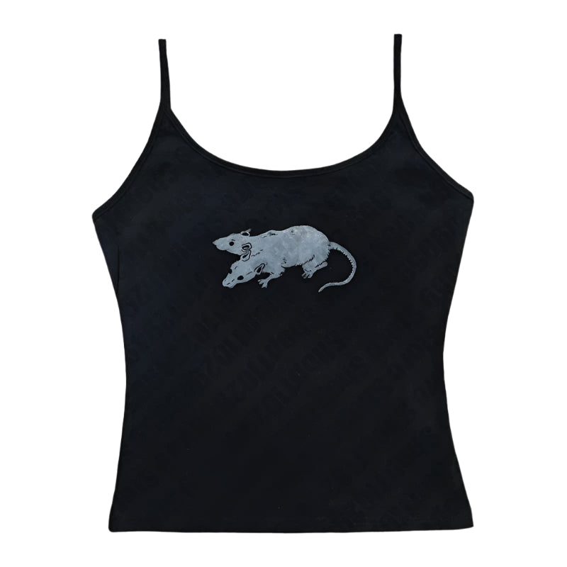 New Style Trends - Alt Double Rat Graphic Tube Crop Top - Outfit Ideas