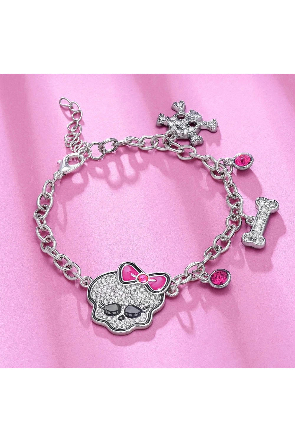 New Style Trends - Alt Emo Pink Skull Charm Bracelet - Outfit Ideas