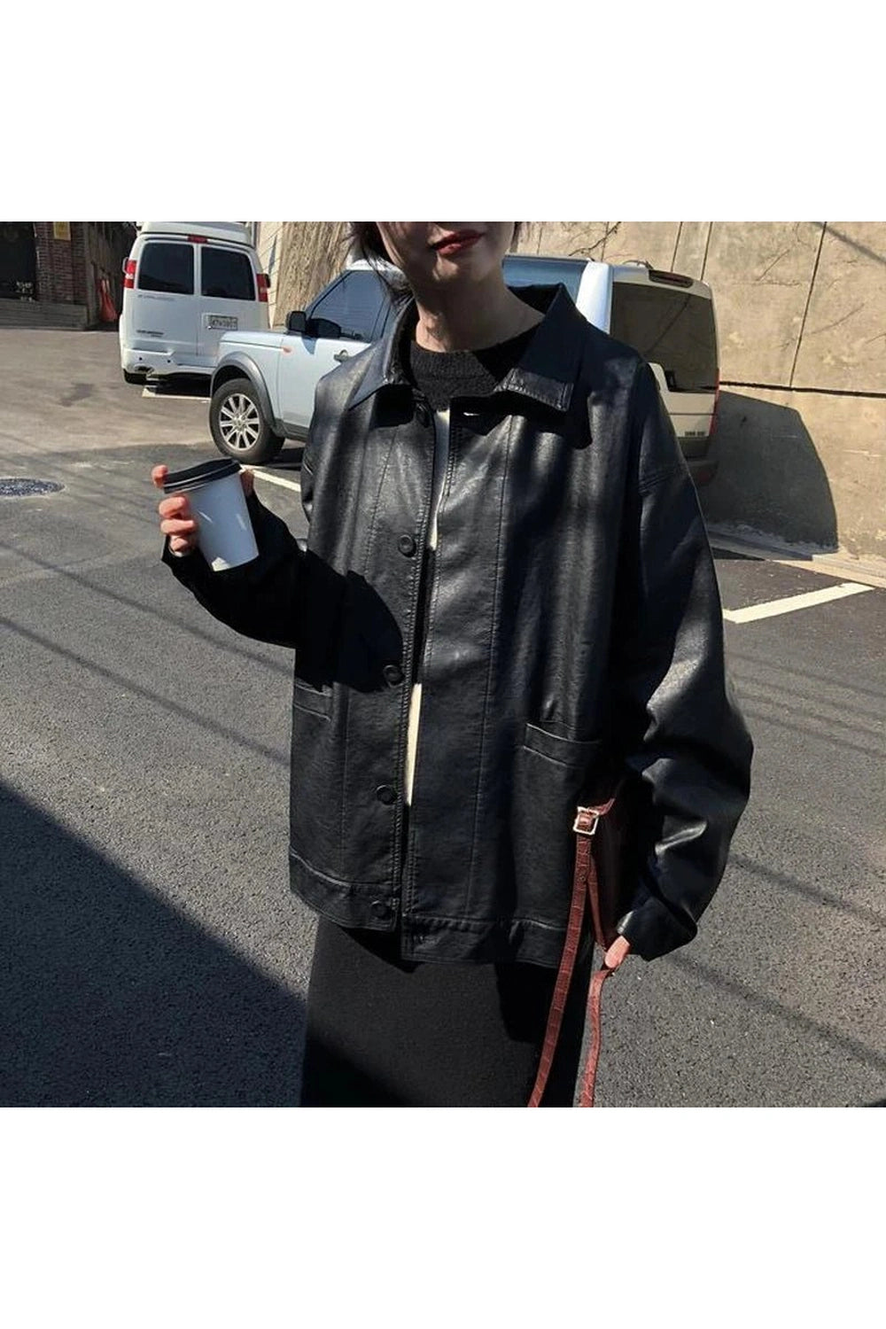 New Style Trends - Alt Fall Oversized Black Leather Shirt Jacket - Outfit Ideas