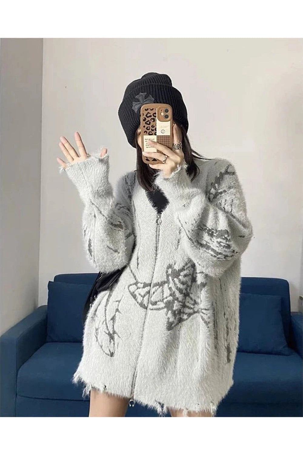 New Style Trends - Alt Frosty Florals Cozy Cardigan - Outfit Ideas