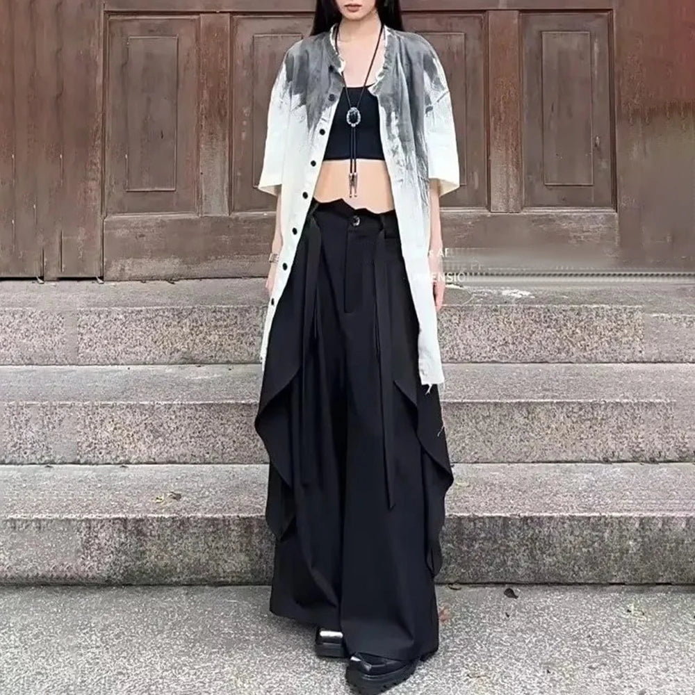 New Style Trends - Alt Goth Layered Wide-Leg Pants - Outfit Ideas