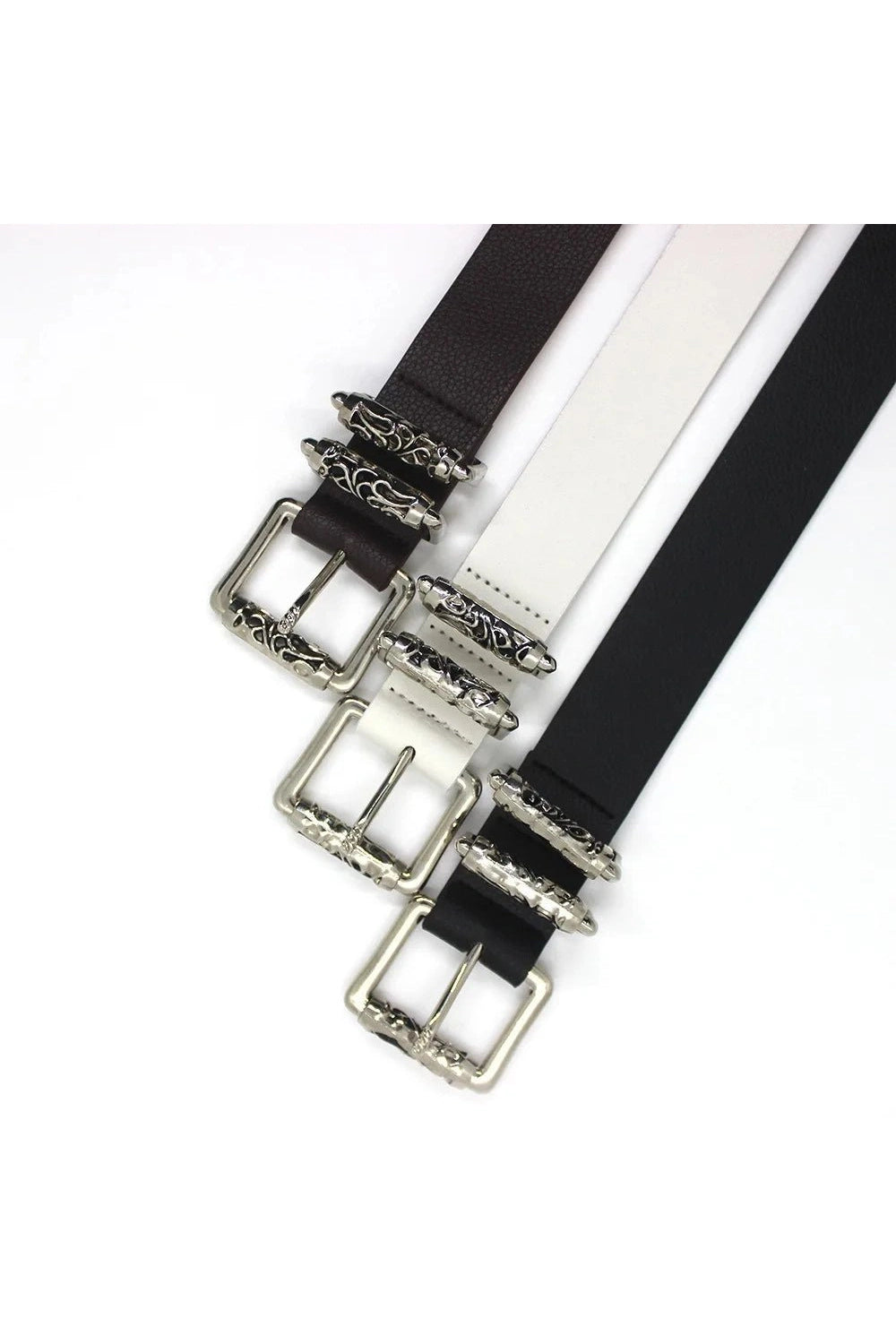 New Style Trends - Alt Goth Silver Buckle White Belt - Outfit Ideas