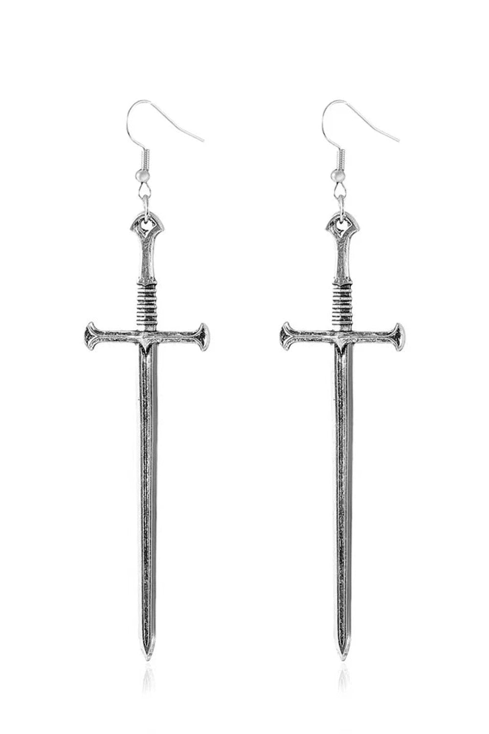 New Style Trends - Alt Goth Silver Sword Drop Earring - Outfit Ideas