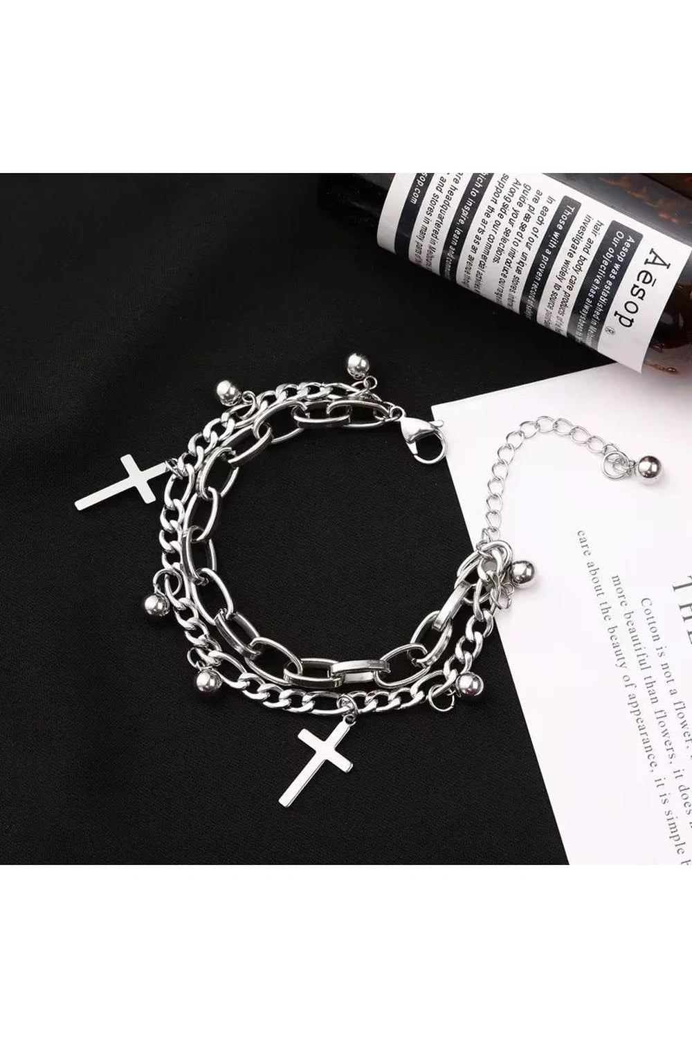 New Style Trends - Alt Gothic Cross Charm Layered Bracelet - Outfit Ideas