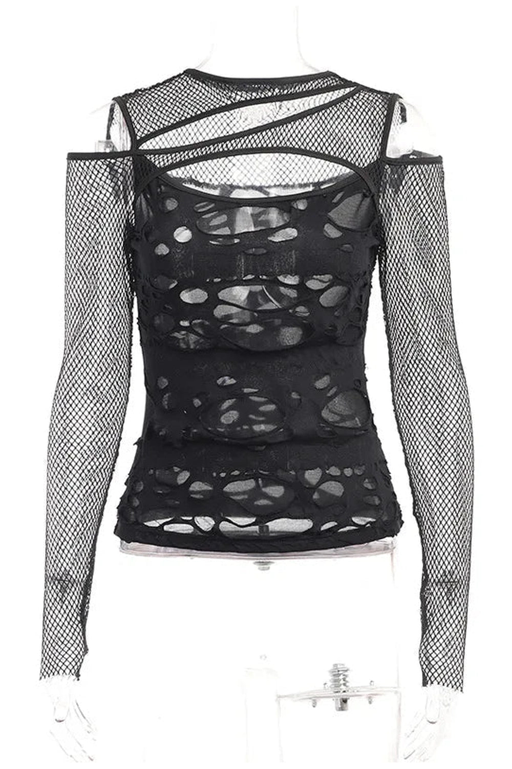 New Style Trends - Alt Gothic Mesh Hole Fishnet Blouse - Outfit Ideas