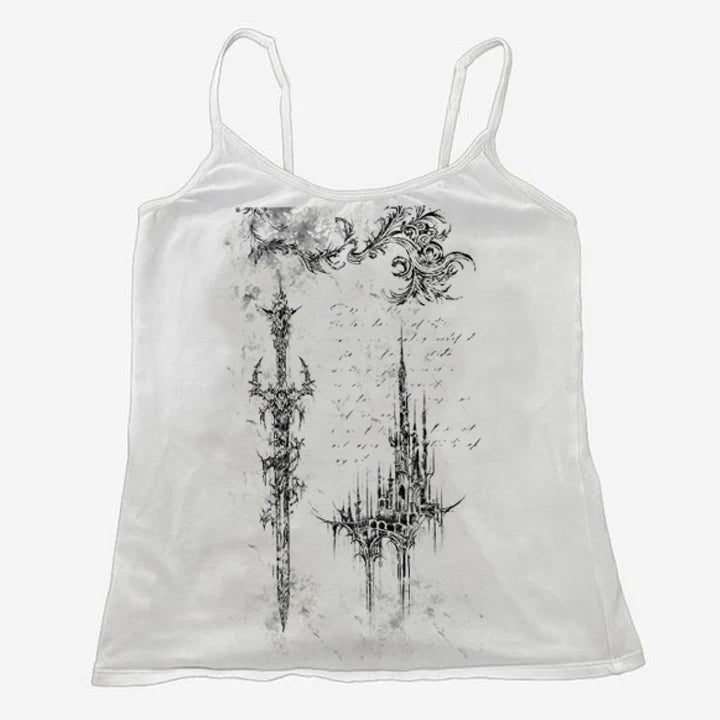 New Style Trends - Alt Gothic Ruins Spaghetti Top - Outfit Ideas