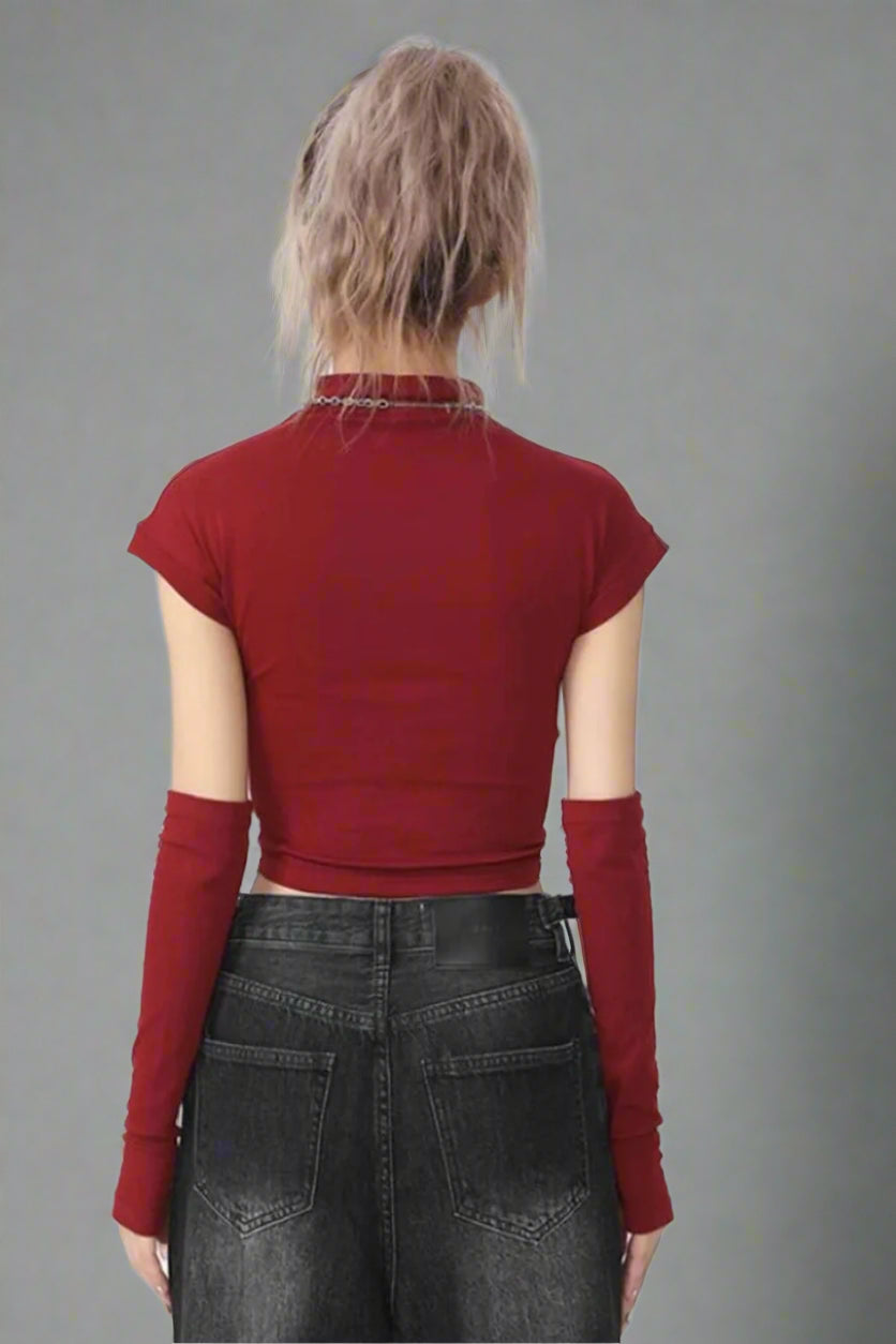 New Style Trends - Alt Graphic Mock Neck Crop Top - Outfit Ideas