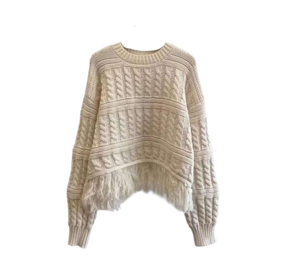 New Style Trends - Alt Grunge Fringe Striped Sweater - Outfit Ideas