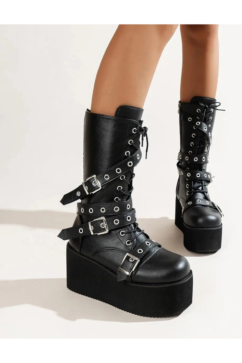 New Style Trends - Alt Lace Up Buckle Wedge Boots - Outfit Ideas