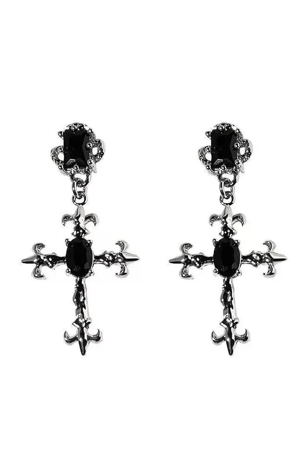 New Style Trends - Alt Large Cross Drill Jewel Earrings - Outfit Ideas