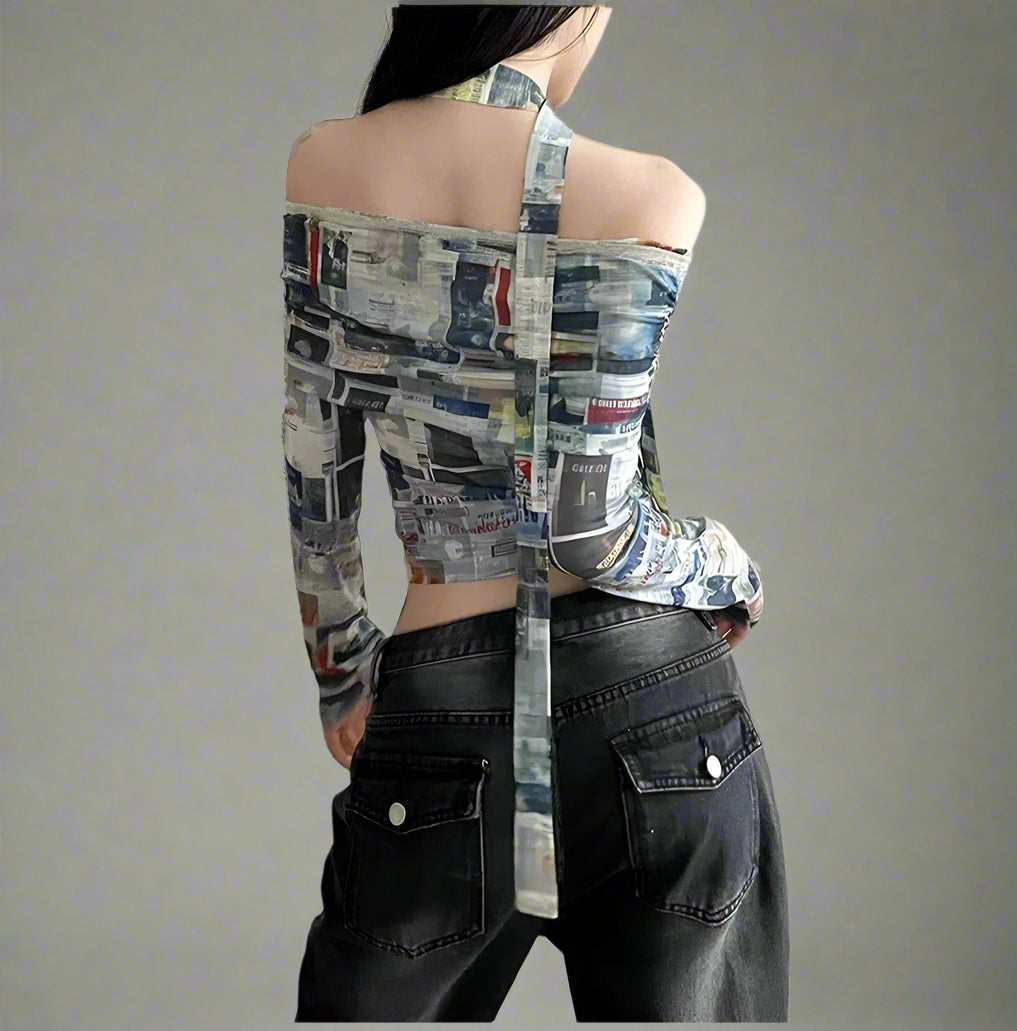 New Style Trends - Alt Mesh Printed Crop Top - Outfit Ideas
