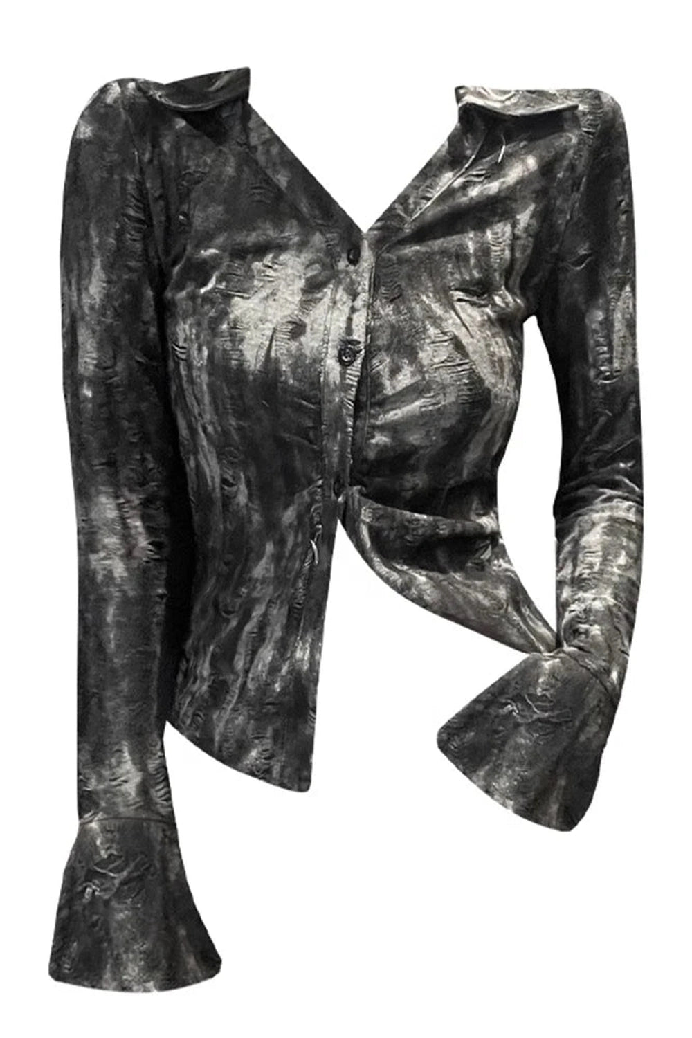 New Style Trends - Alt Metallic Asymmetrical Button-Up Blouse - Outfit Ideas