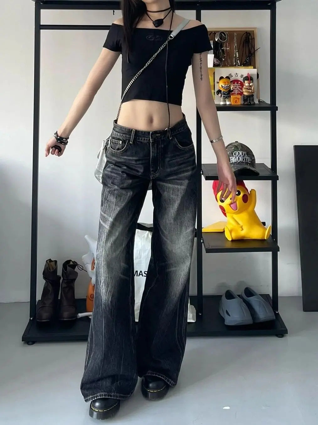 New Style Trends - Alt Midnight Groove Wide Leg Jeans - Outfit Ideas