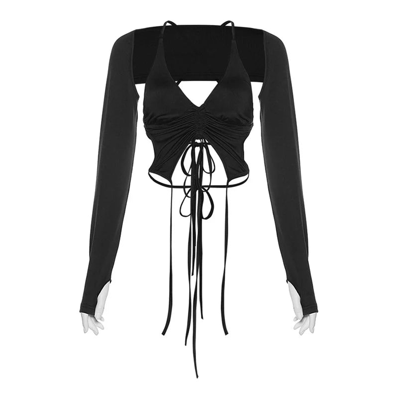 New Style Trends - Alt Mocha Ruched Tie-Up Top - Outfit Ideas