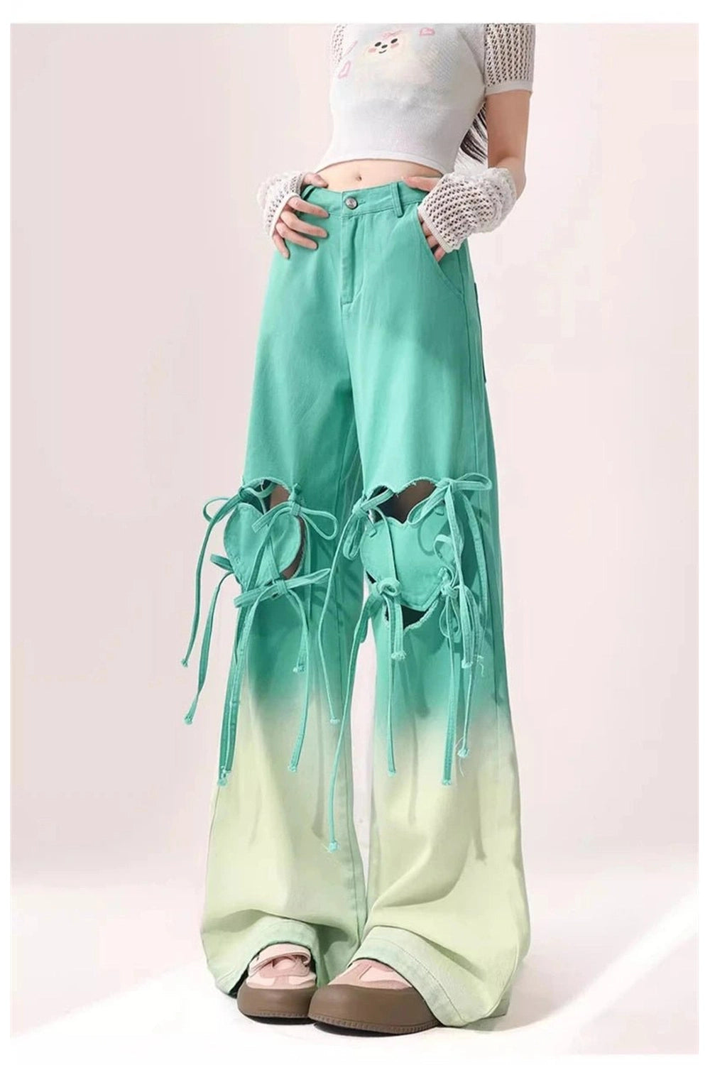 New Style Trends - Alt Ombre Cutout Lace-Up Pants - Outfit Ideas