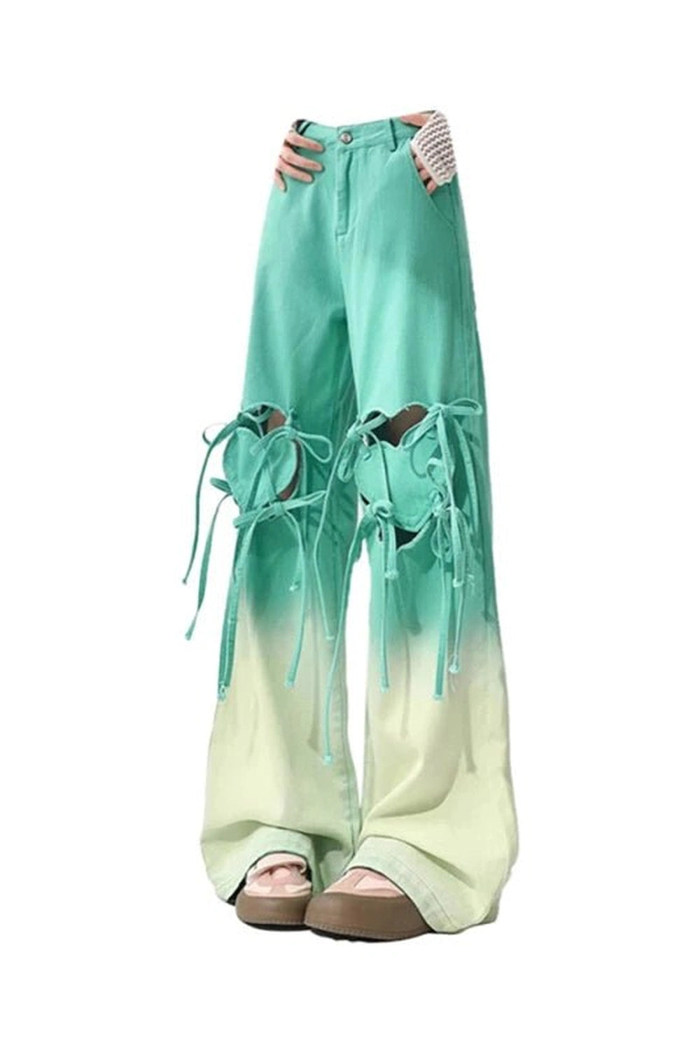 New Style Trends - Alt Ombre Cutout Lace-Up Pants - Outfit Ideas