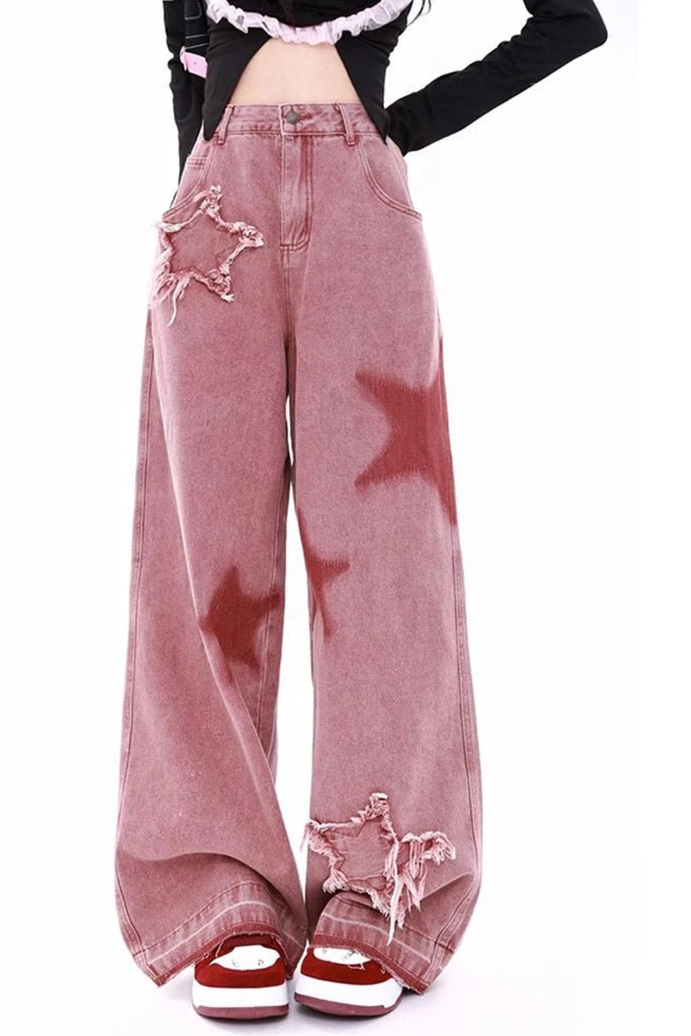 New Style Trends - Alt Pink High-waisted Wide Leg Jeans - Outfit Ideas