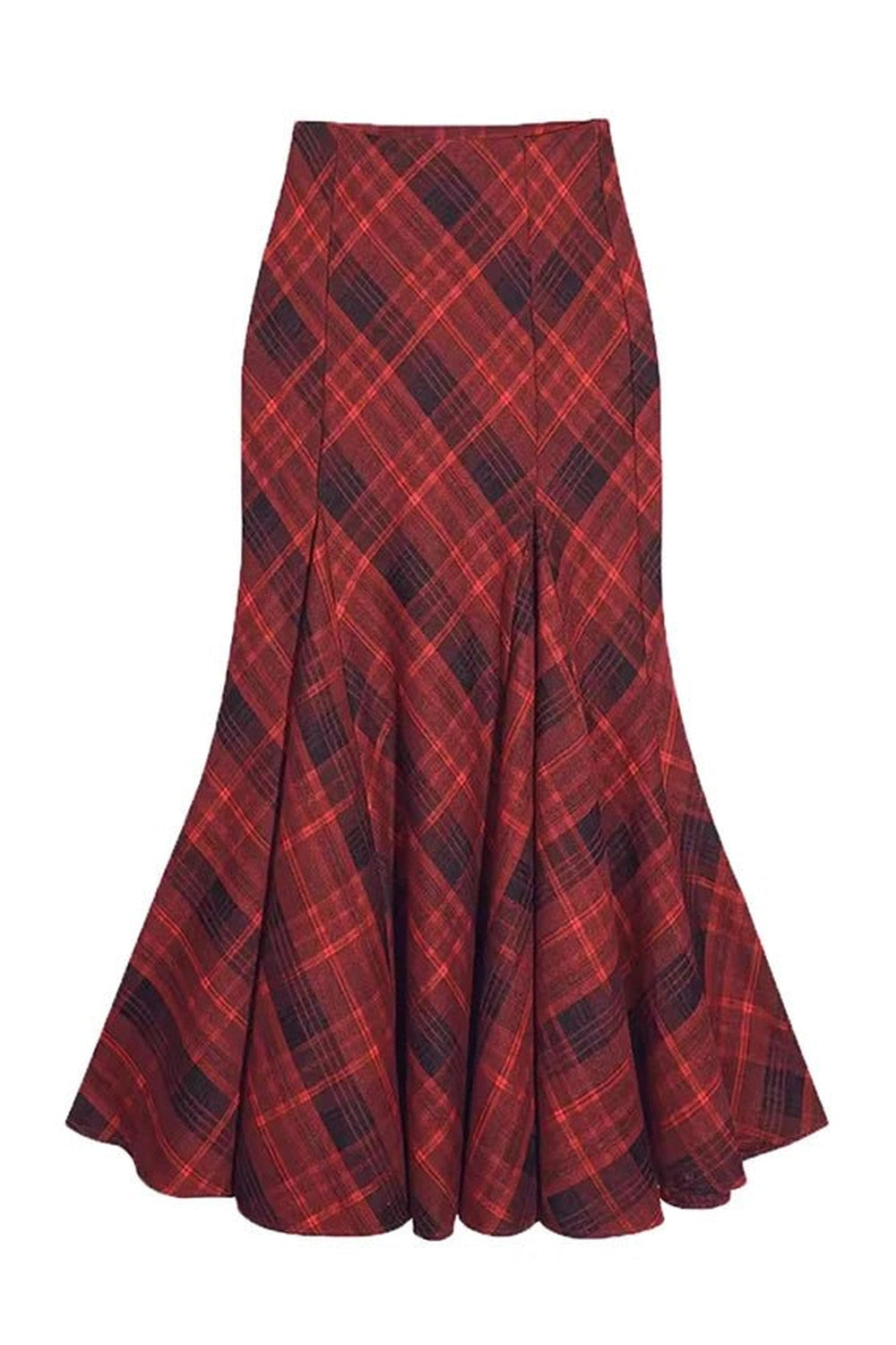 New Style Trends - Alt Retro Red Plaid Mermaid Maxi Skirt - Outfit Ideas
