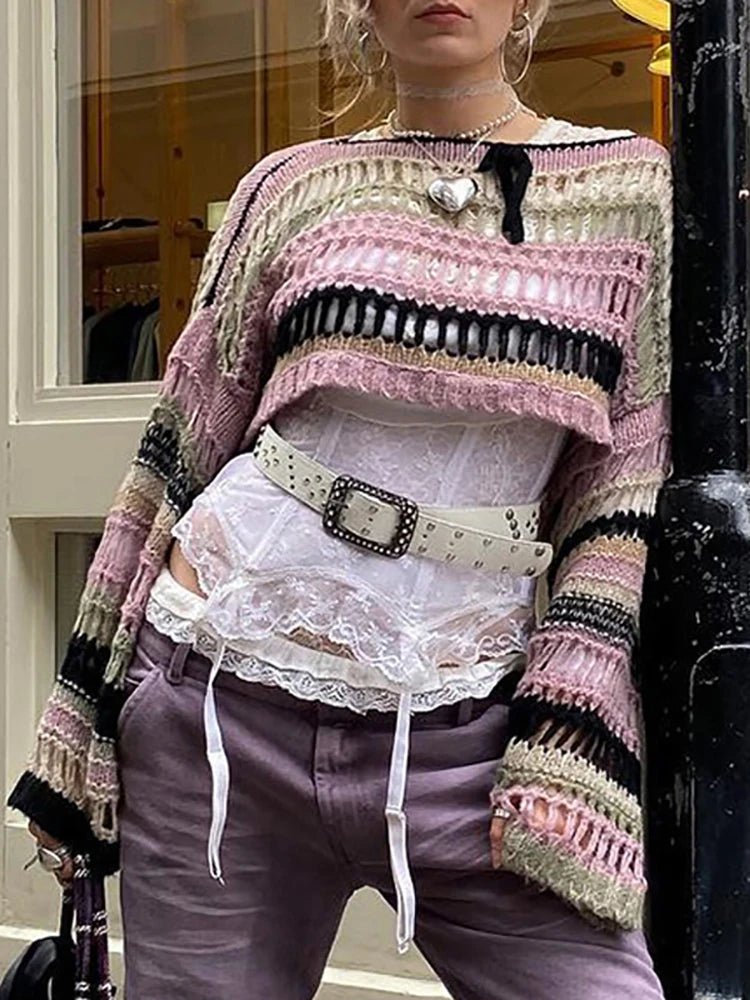 New Style Trends - Alt Shattered Lace Knit Sweater - Outfit Ideas