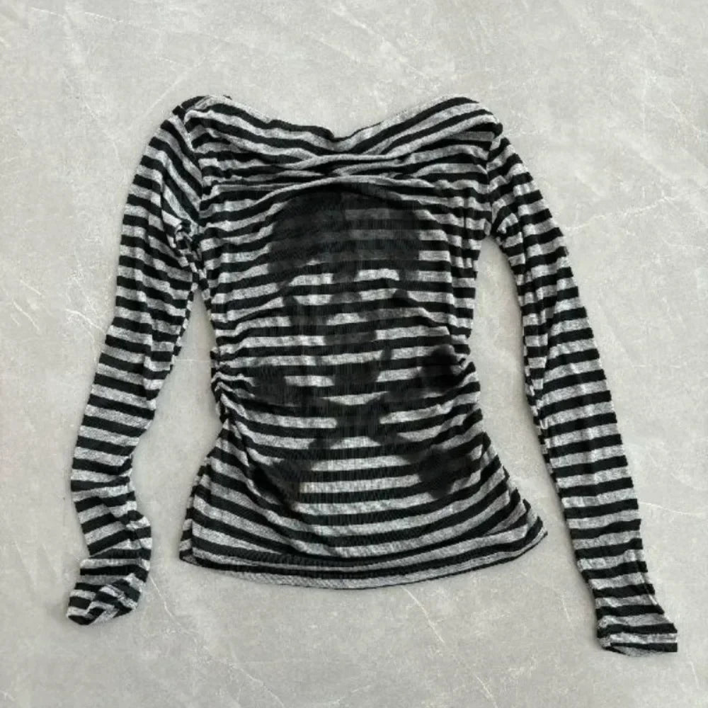New Style Trends - Alt Striped Shadow Print Mesh Top - Outfit Ideas