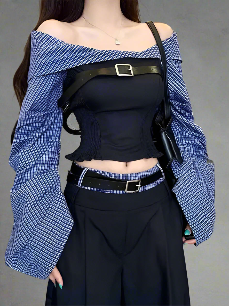 New Style Trends - Belted Rebel Retro Off-Shoulder Top - Outfit Ideas