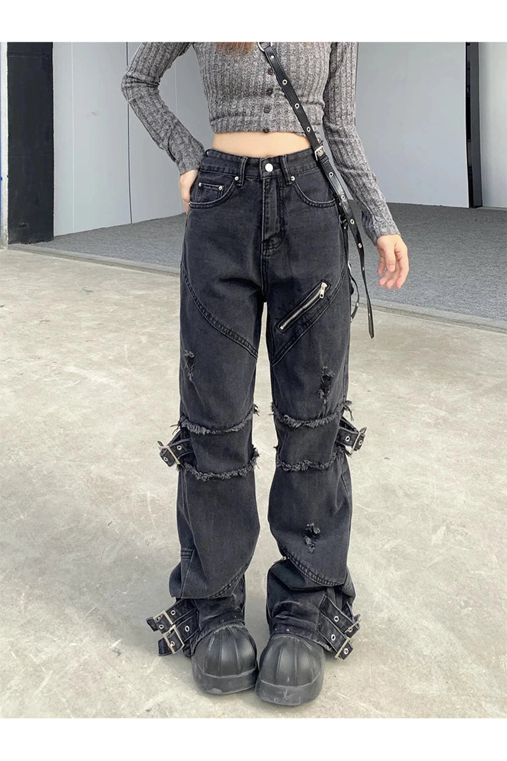 New Style Trends - Black Gothic Y2K Denim Pants - Outfit Ideas