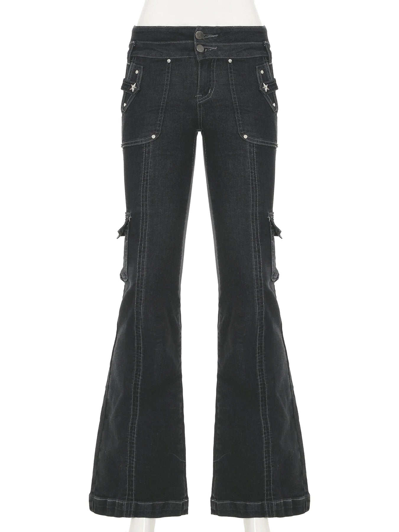 New Style Trends - Black Utility Y2k Flare Pants - Outfit Ideas