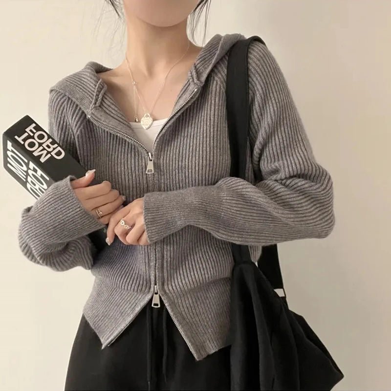 New Style Trends - Blush Ribbed Aesthetic Zip-Up Cardigan - Outfit Ideas