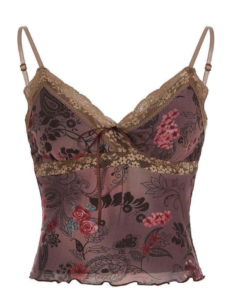 New Style Trends - Boho Bloom Lace Aesthetic Cami Crop Top - Outfit Ideas
