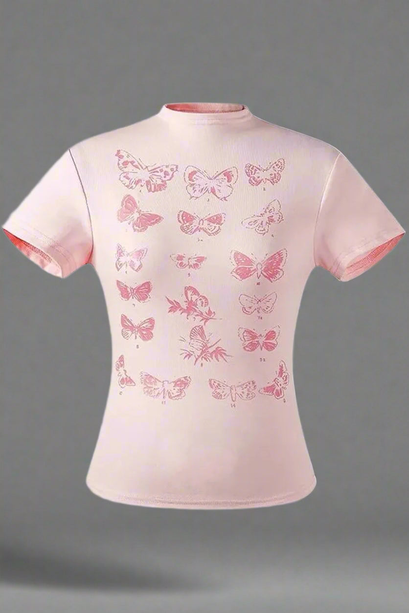 New Style Trends - Butterfly Cotton Y2k Top - Outfit Ideas