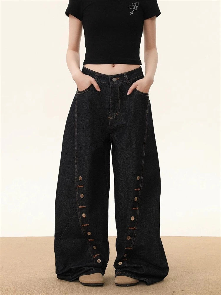 New Style Trends - Button Detail Wide-Leg Jeans - Outfit Ideas