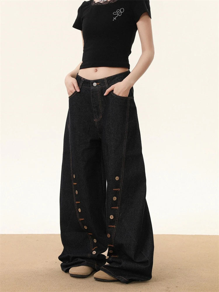 New Style Trends - Button Detail Wide-Leg Jeans - Outfit Ideas